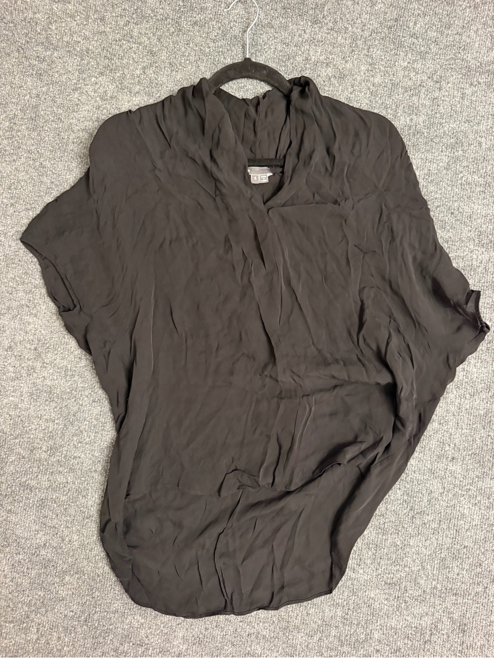 Vince Black Draped V-Neck Blouse